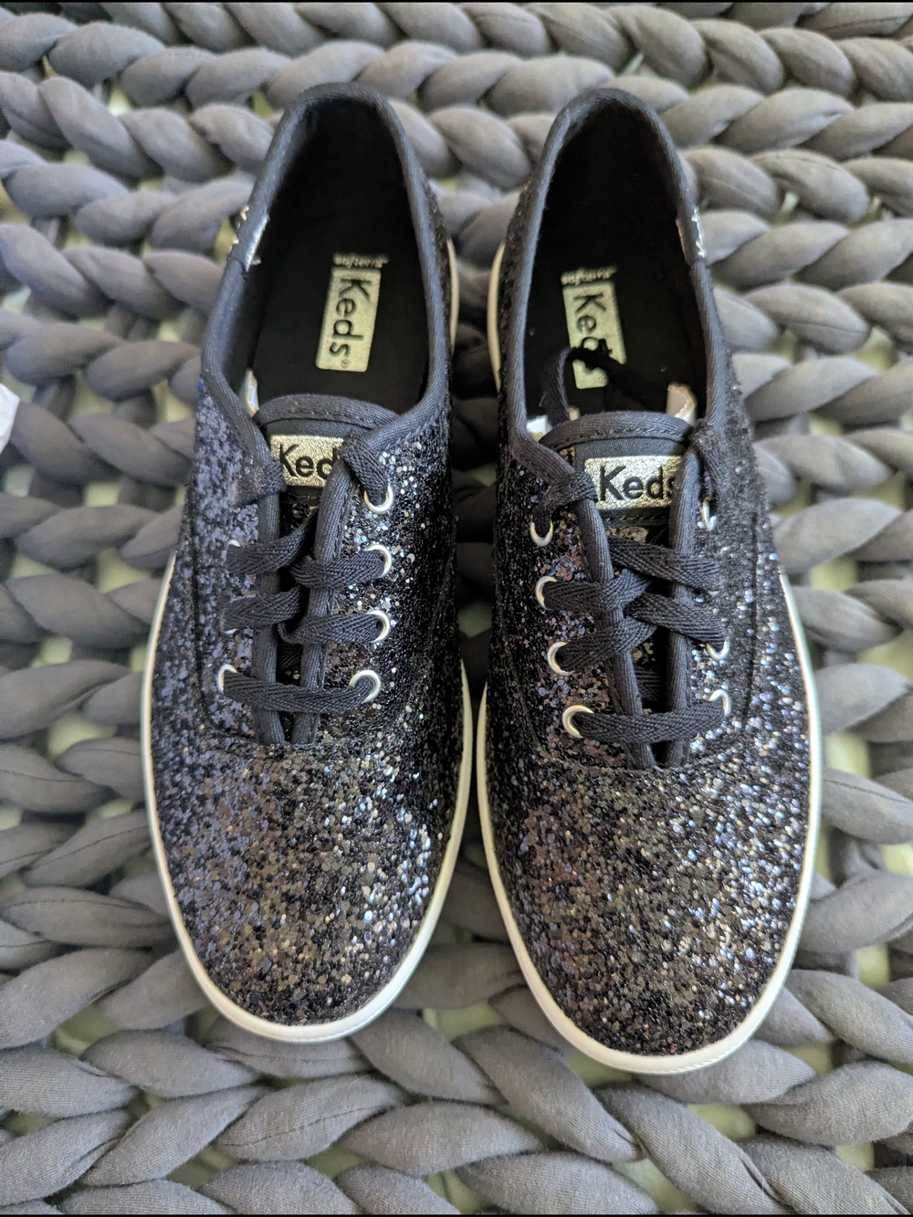 Keds Black Glitter Lace-Up Sneakers